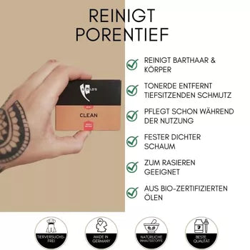 Bartseife Clean | Die Alternative zu Bartshampoo für Körper & Bart